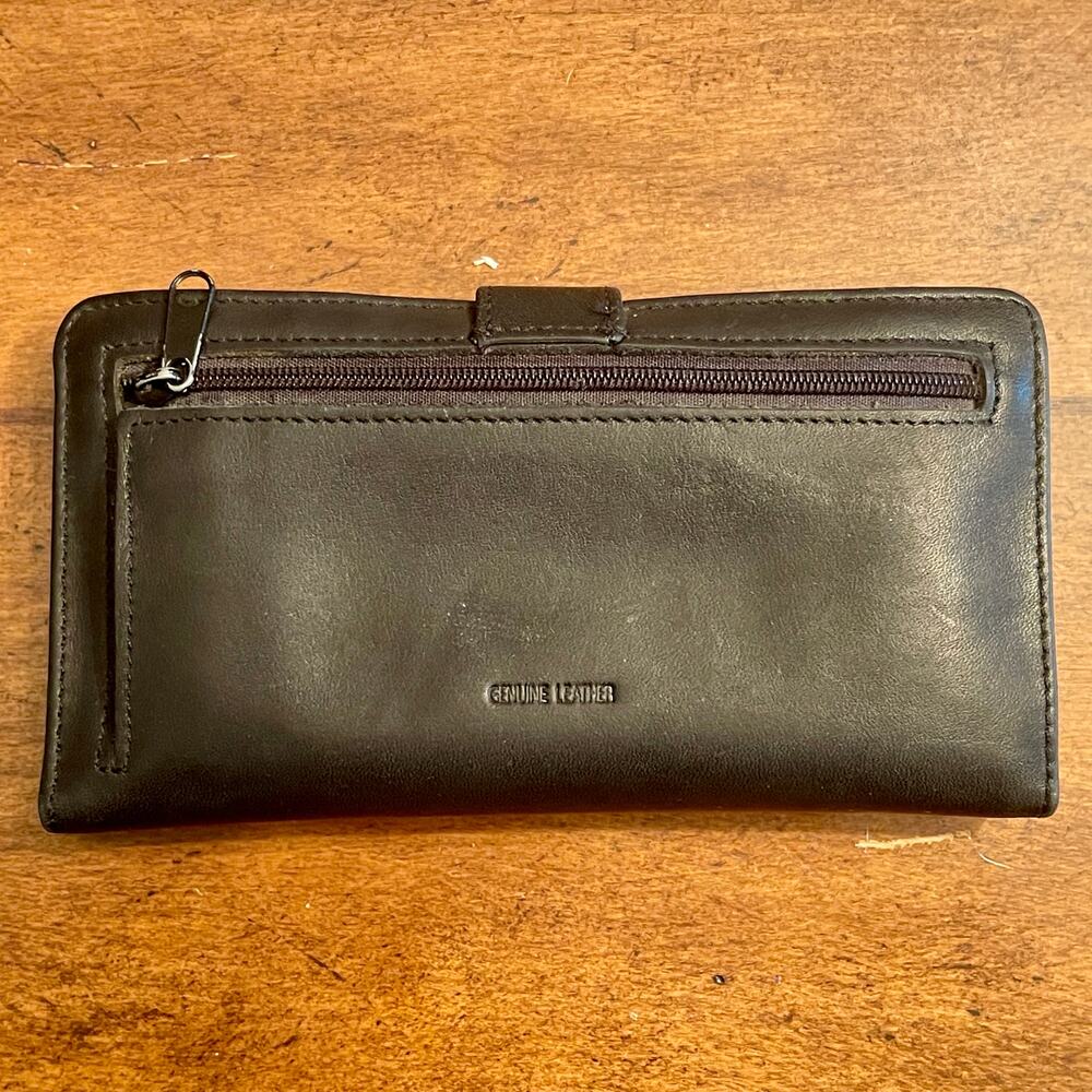 Vintage 90s Black Geniune Soft Leather Wallet Designed for Checkbook & Cards C21 - Picture 7 of 9